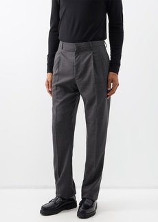Lanvin - Pressed-front Virgin-wool Suit Trousers - Mens - Dark Grey