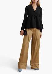 Lanvin - Ribbed-knit peplum cardigan - Black - S