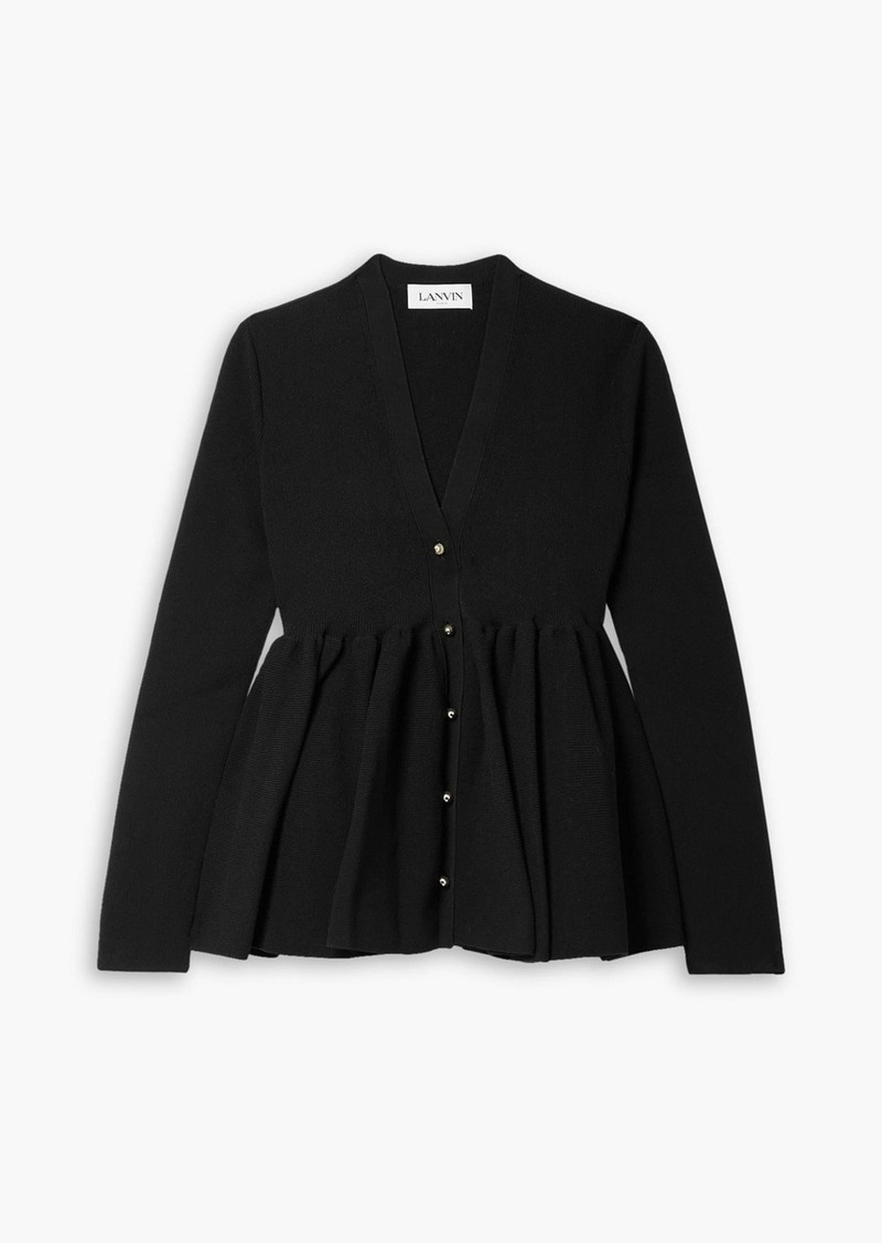 Lanvin - Ribbed-knit peplum cardigan - Black - S