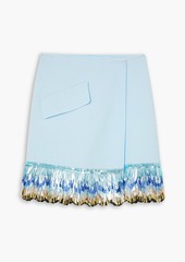 Lanvin - Sequined wool-crepe mini wrap skirt - Blue - FR 34