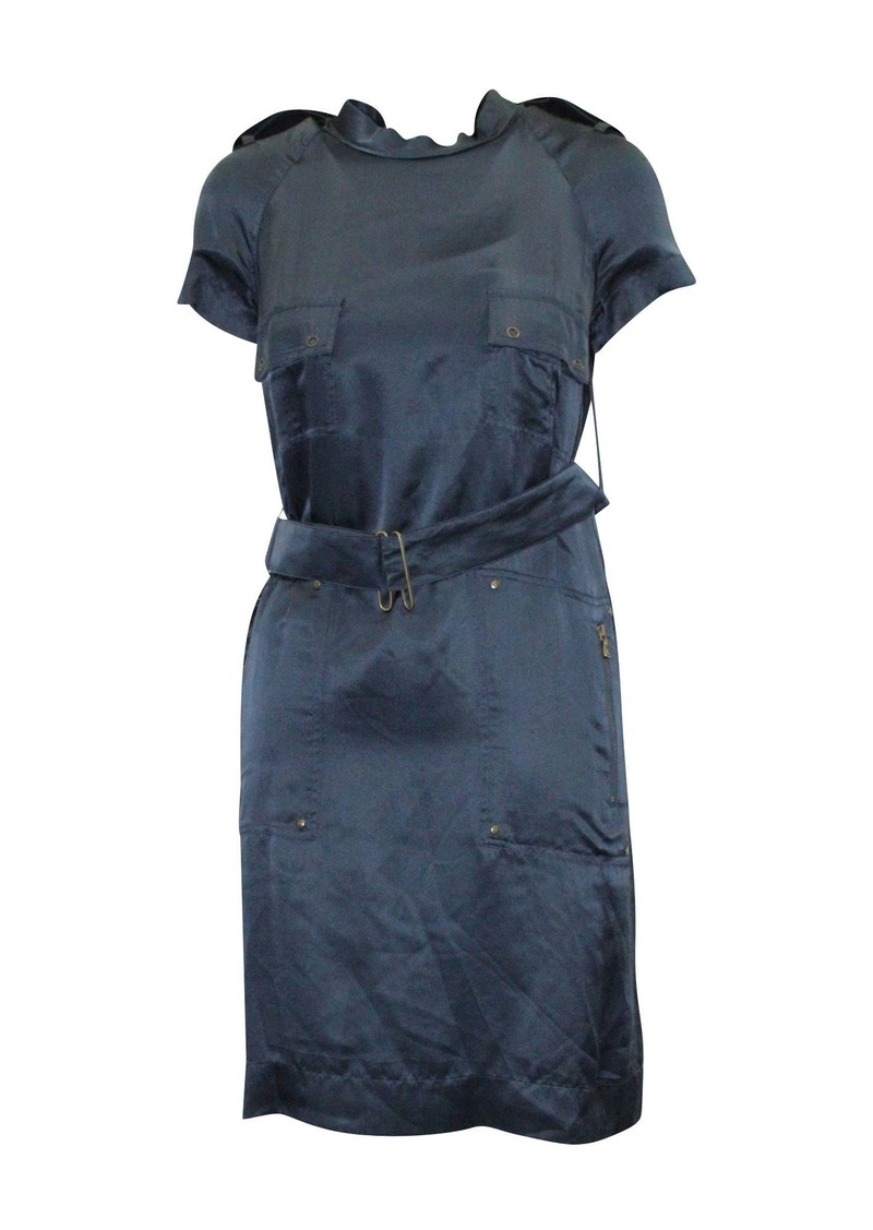 Lanvin Belted Sheath Dress in Blue Silk