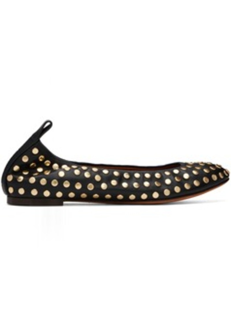 Lanvin Black Studs Leather Ballerina Flats