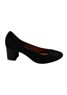 Lanvin Block-Heeled Pumps in Black Suede