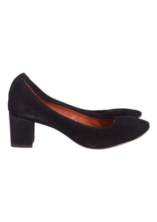 Lanvin Block-Heeled Pumps in Black Suede