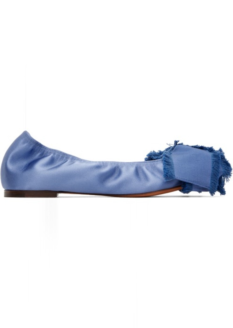 Lanvin Blue Satin Bow Ballerina Flats