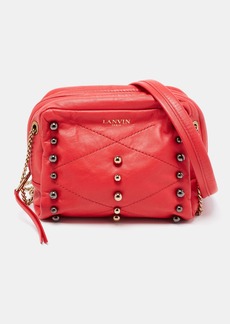Lanvin Coral Leather Sugar Studded Shoulder Bag