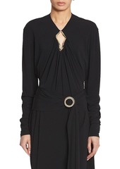 Lanvin Draped Eyelet Top