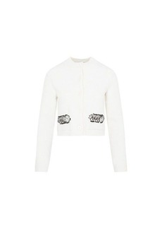 LANVIN  EMBROIDERED CROPPED CARDIGAN SWEATER