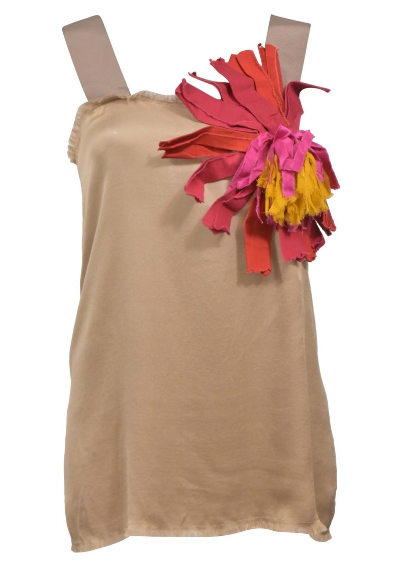 Lanvin Evening Top with Large Floral Detail in Nude Silk