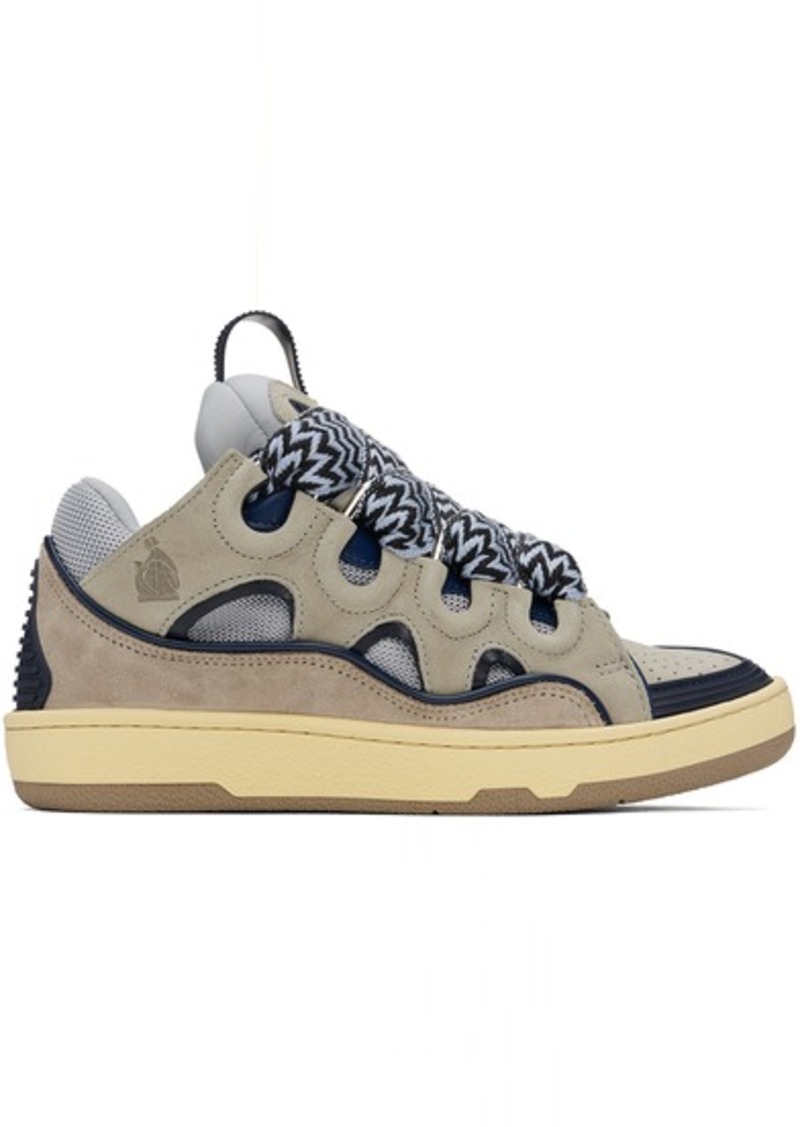Lanvin Gray & Navy Leather Curb Sneakers