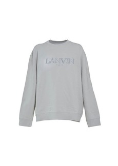 LANVIN Ice-white crewneck sweatshirt with embroidery Lanvin
