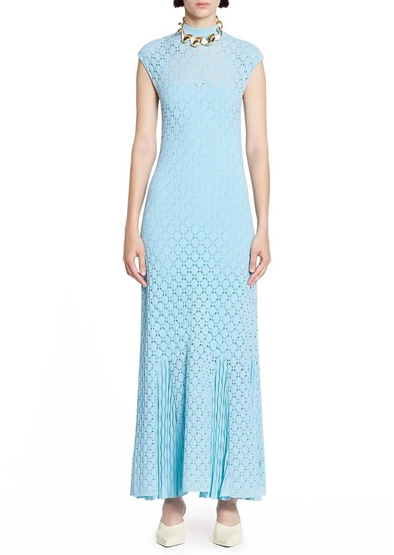 Lanvin Long Dress In Lace Effect Knit