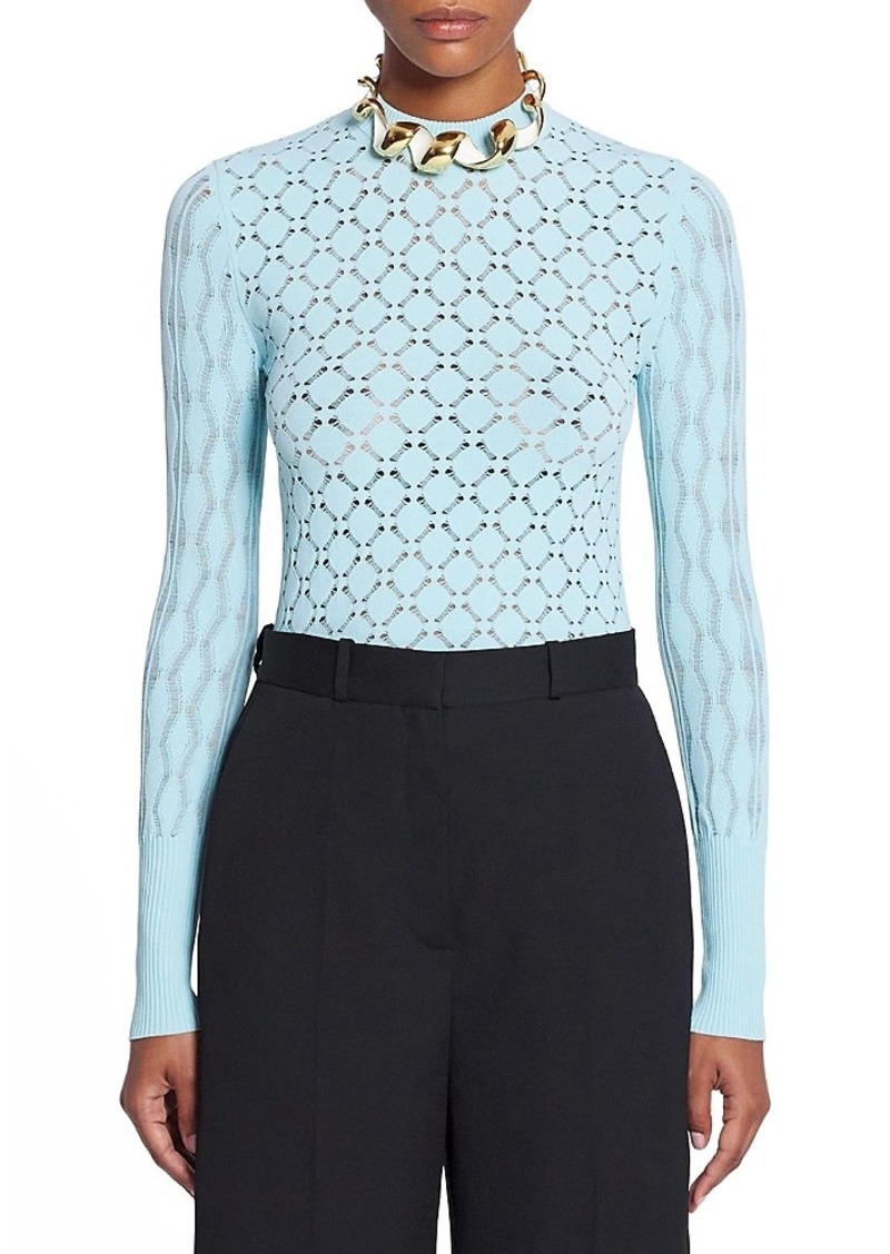 Lanvin Long-Sleeved Top In Lace Effect Knit