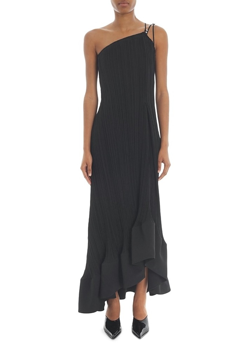 Lanvin Micro Pleated One Shoulder Gown