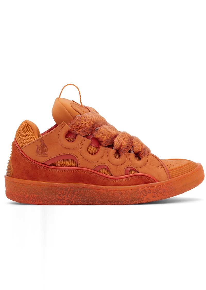 Lanvin Orange Leather Curb Sneakers