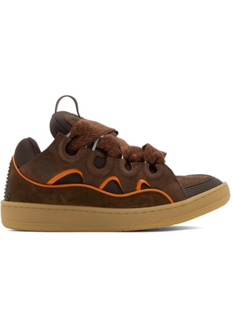 Lanvin SSENSE Exclusive Brown Leather Curb Sneakers