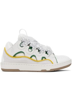Lanvin SSENSE Exclusive White & Green Curb Sneakers