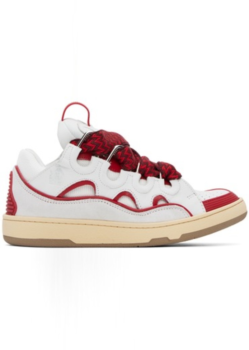 Lanvin SSENSE Exclusive White & Red Curb Sneakers