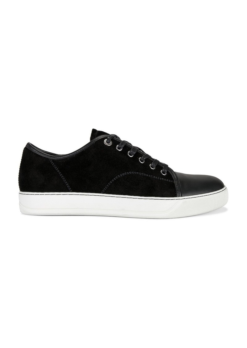 Lanvin Suede And Nappa Captoe Low Top Sneaker