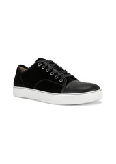 Lanvin Suede And Nappa Captoe Low Top Sneaker