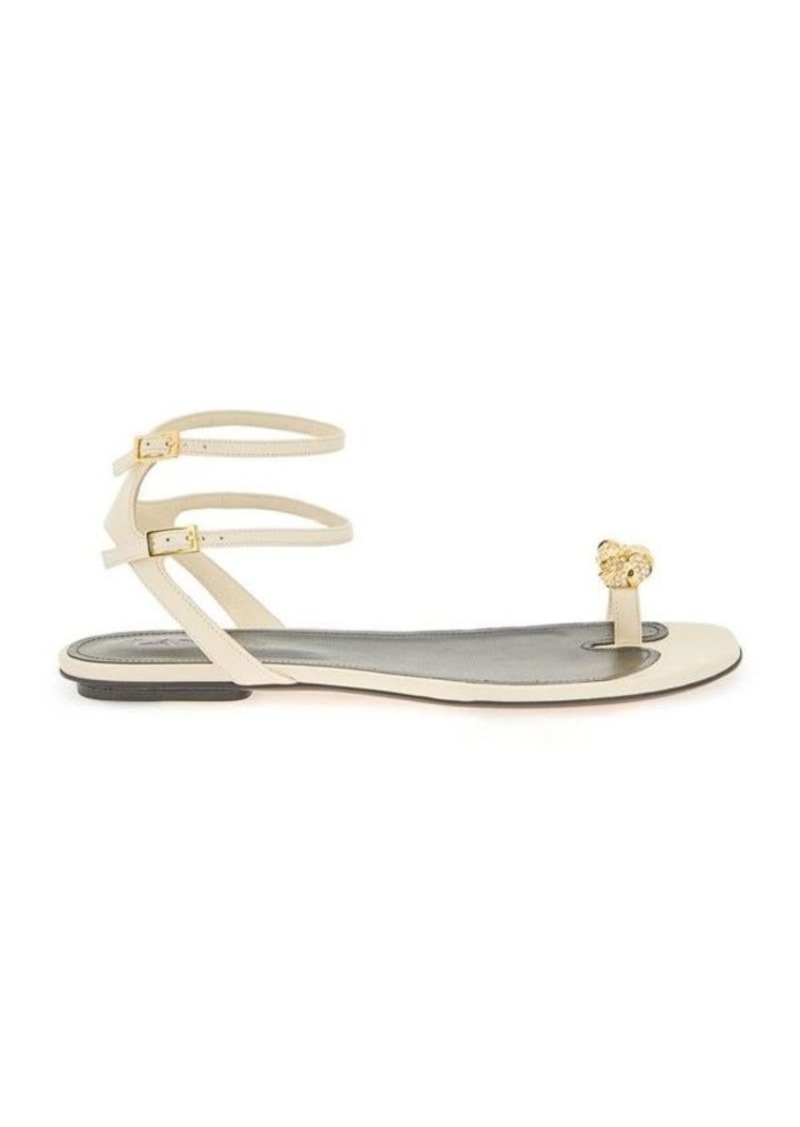 Lanvin 'swing' leather low sandals with melodie jewel