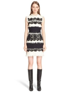 Lanvin Tweed & Lace Sleeveless Dress