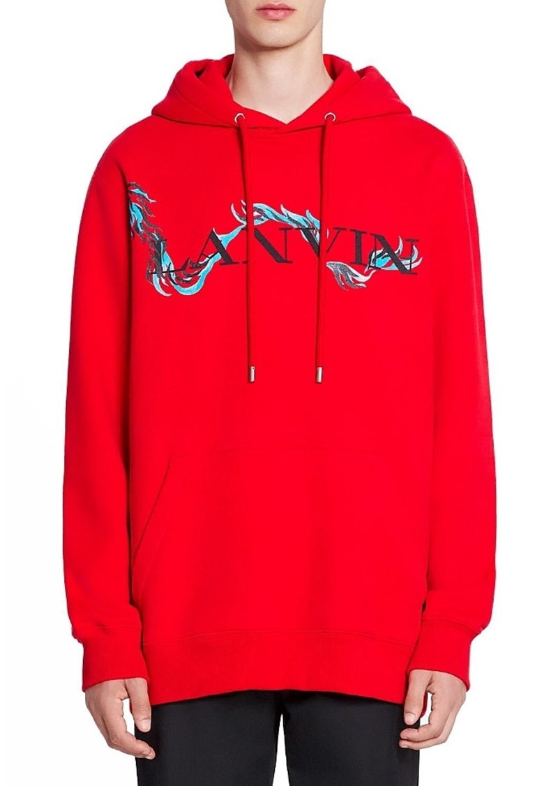 Lanvin Unisex Dragon Print Loose-Fitting Hoodie