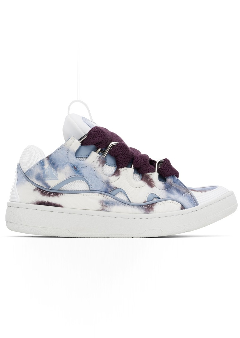 Lanvin White & Blue Curb Sneakers