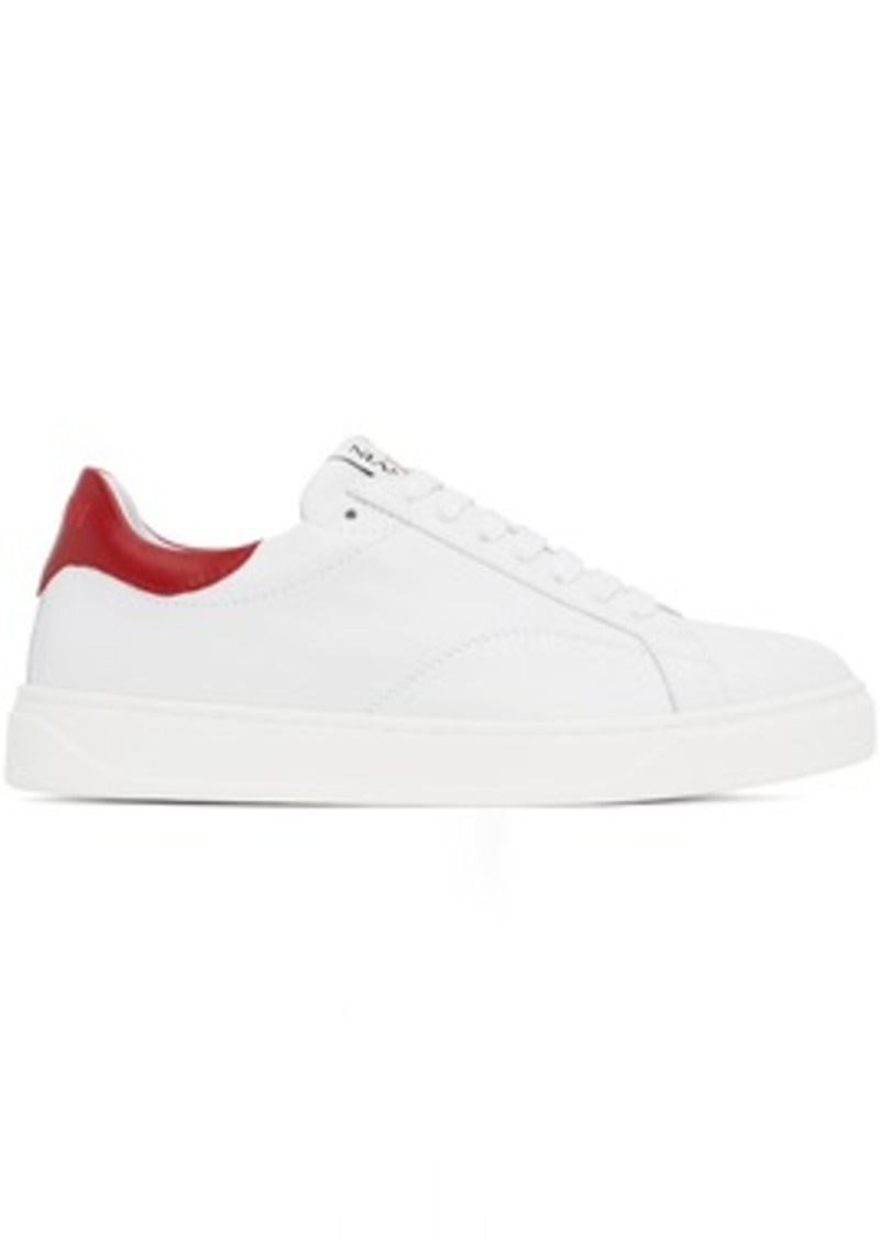 Lanvin White & Red DDB0 Leather Sneakers