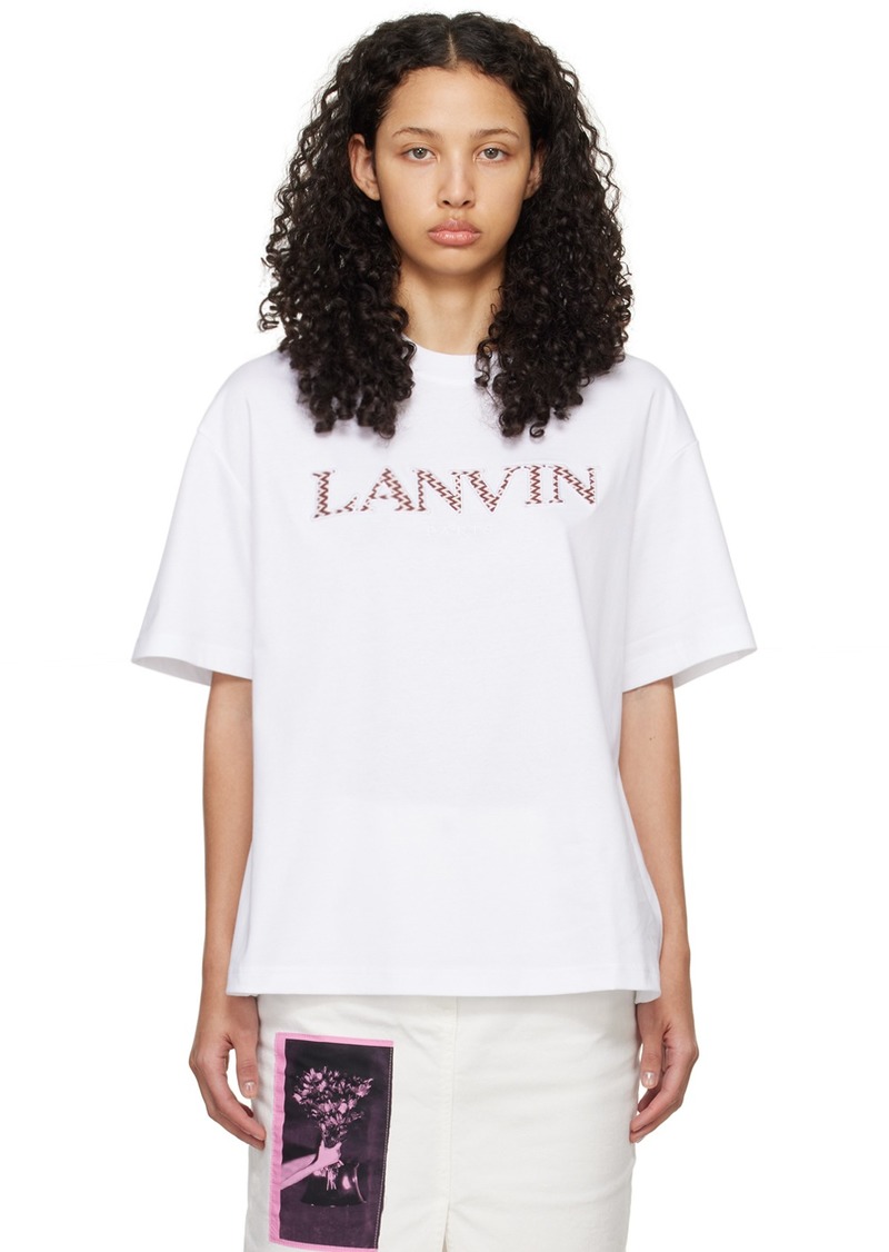 Lanvin White Oversized Embroidered Curb T-Shirt