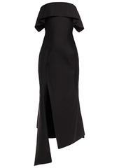 Lanvin Woman Asymmetric Wool And Silk-blend Midi Dress Black
