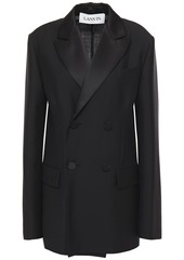 Lanvin Woman Double-breasted Satin-trimmed Mohair And Wool-blend Blazer Black