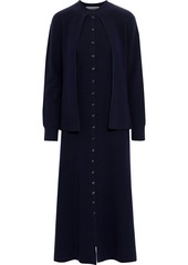 Lanvin Woman Layered Wool Maxi Dress Midnight Blue