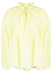 Lanvin pleated-neckline silk blouse