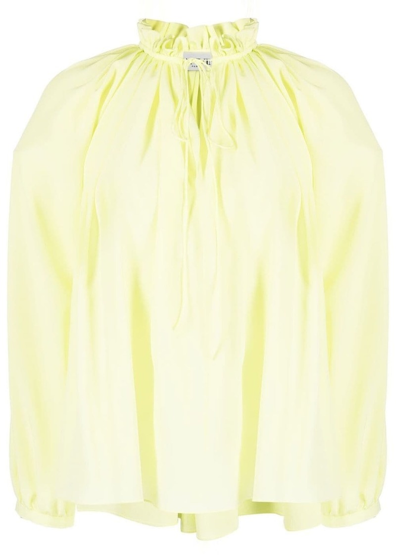 Lanvin pleated-neckline silk blouse