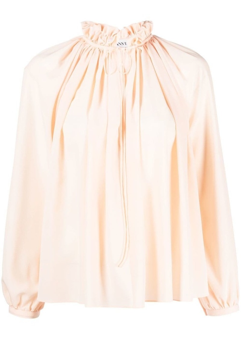 Lanvin pleated-neckline silk blouse