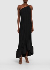 Lanvin Pleated Viscose Flared Long Dress