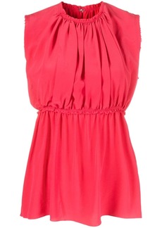 Lanvin ruched sleeveless silk blouse