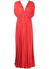 Lanvin V-neck pleated gown