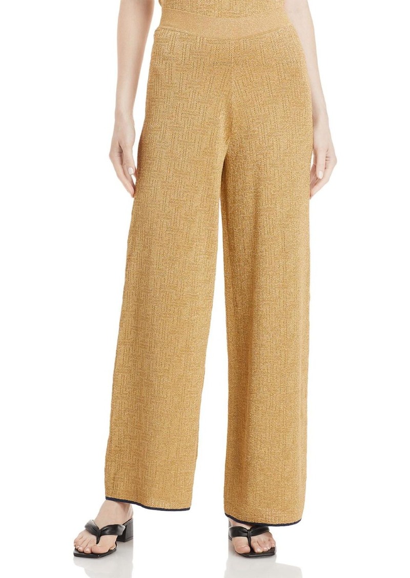 Lanvin Womens Metallic Knit Wide Leg Pants