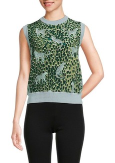 Lanvin Wool & Silk Animal Print Sweater Vest