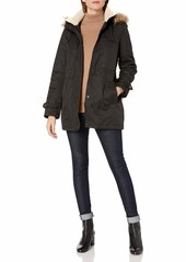 LARRY LEVINE Women's Hooded Parka Anorack with Sherpa  L