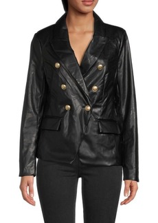 Laundry by Shelli Segal Double Breasted Faux Leather Blazer