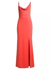 Laundry by Shelli Segal Draped Cowl-Neck Gown