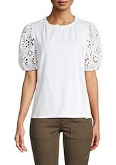 Laundry by Shelli Segal Eyelet Puffed-Sleeve Top