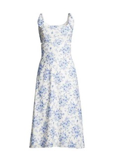 Laundry by Shelli Segal Floral Shoulder Tie Midi Dress