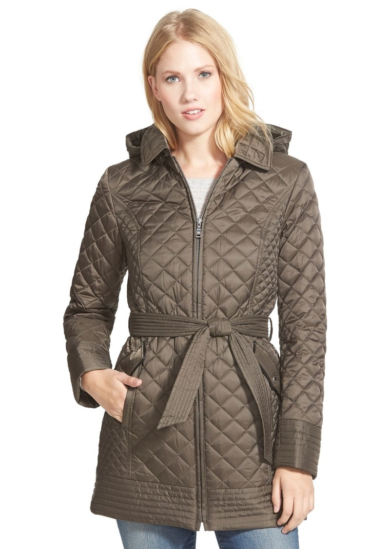 Laundry by Shelli Segal Laundry by Design Belted Hooded Quilted Coat ...