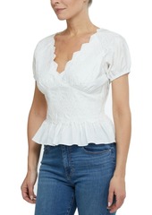 Laundry by Shelli Segal Laundry by Shelli Cotton Segal Eyelet-Embroidered Peplum-Hem Top