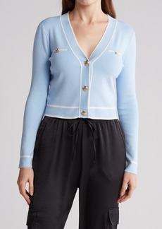 Laundry by Shelli Segal Contrast Cardigan in Sky Blue at Nordstrom Rack