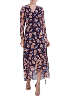 Laundry by Shelli Segal Floral Long Sleeve Maxi Wrap Dress in Crafty Rossete at Nordstrom Rack